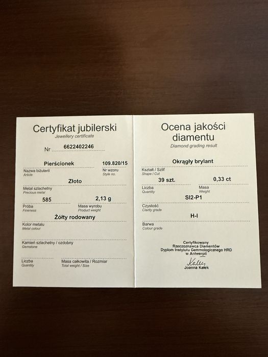 Pierścionek zaręczynowy APART