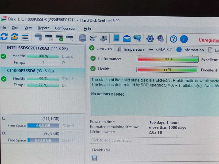 ЯК НОВИЙ! Накопичувач SSD Crusial P3 M2 1TB NVMe Gen3x4 CT1000P3SSD8