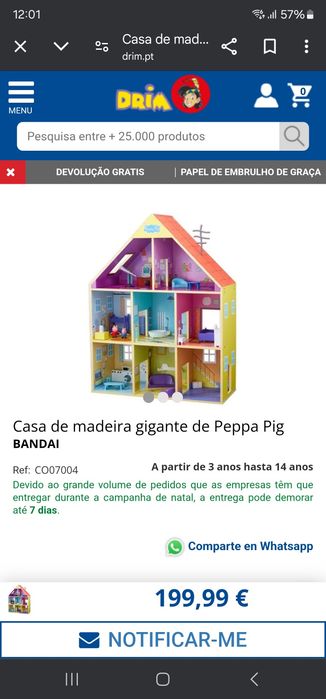 Casa peppa pig madeira