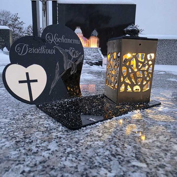 Znicz Kochany Dziadek LED Statuetka Pamięci Duży Lampion Grób
