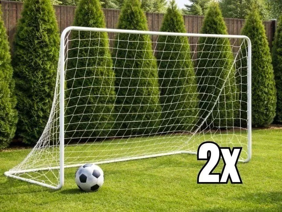 NOWY Zestaw 2 Bramek Piłkarskich MovePro 180x122 cm Bramka Stalowa Treningowa Przenośna Metalowa Konstrukcja Z Siatką Do Gry W Piłkę Nożną Dla Dzieci!