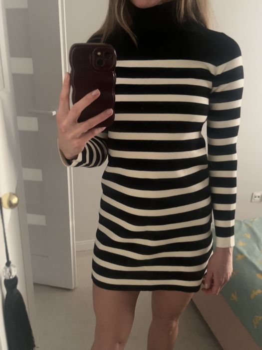 Sukienka paski zara golf sweterek