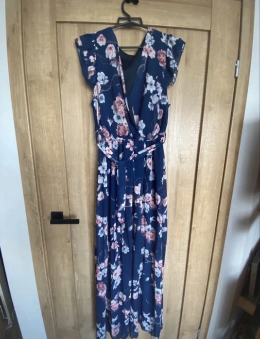 Sukienka na wesele komunie chrzciny kopertowa maxi w kwiaty ciążowa