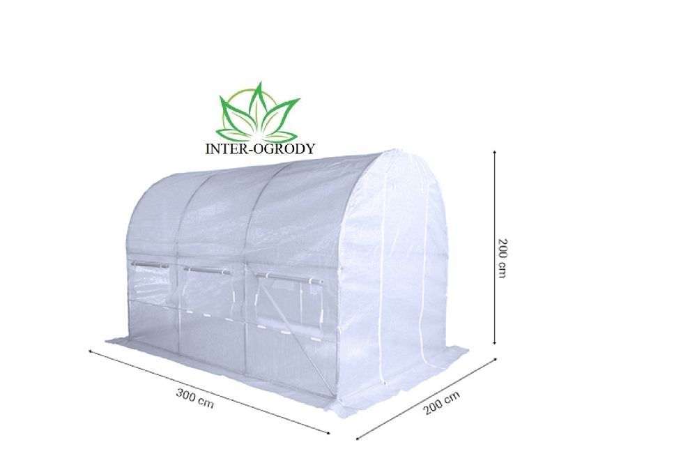 TUNEL FOLIOWY 2x3m. CM (6 M2) szklarnia, Biały