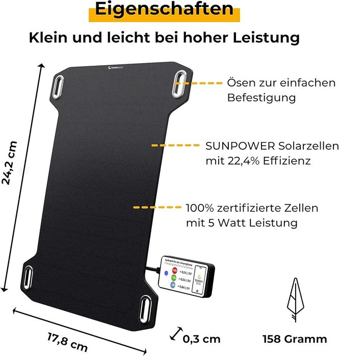 Sunnybag Leaf Mini Przenośny panel słoneczny o mocy 5 W ładowarka