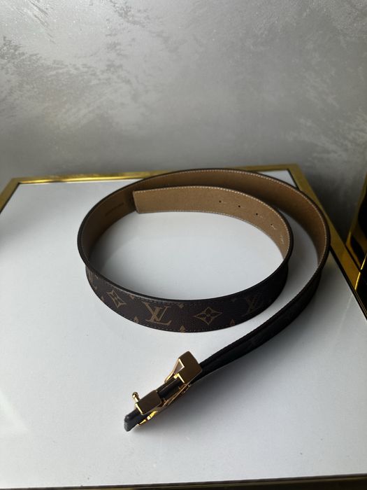 Brązowy pasek lv louis vuitton skóra naturalna 115 cm