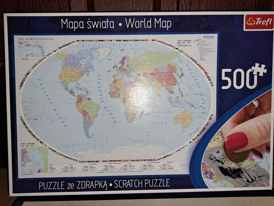 Puzzle Trefl Mapa świata że zdrapką