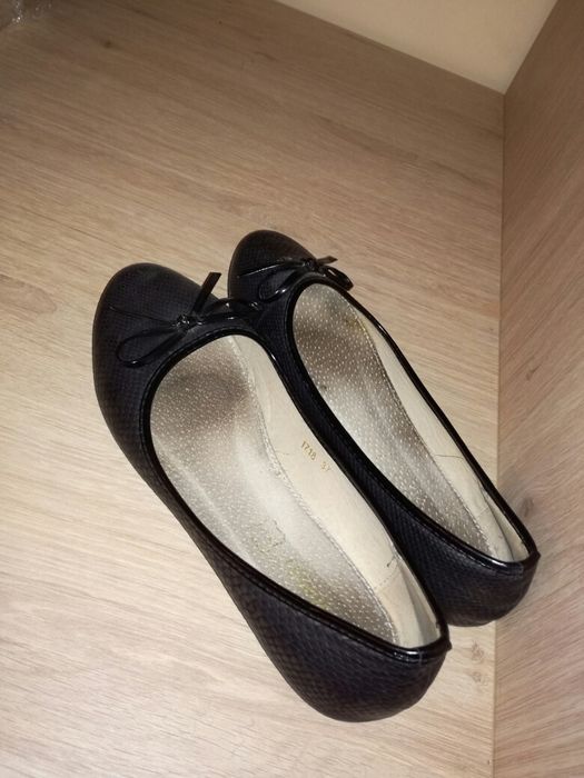 Baleriny czarne skórzane