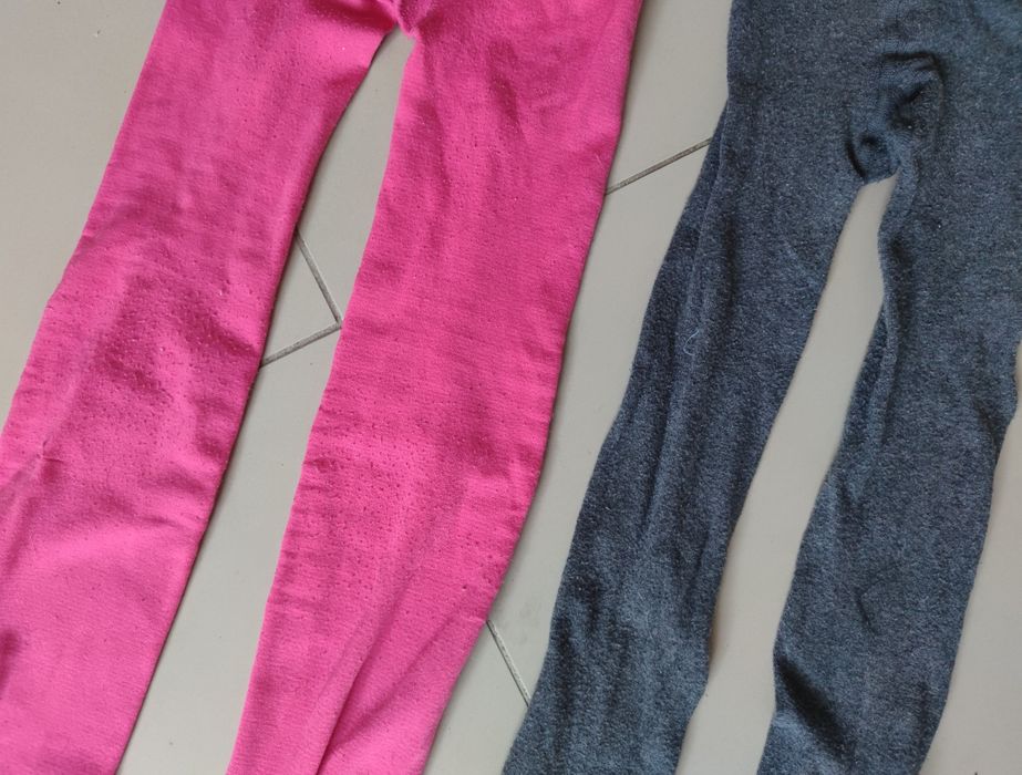 Dwie pary rajstop dla dziewczynki drubsze na zimę r. 134