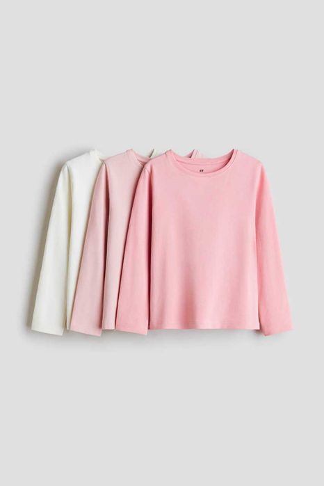 Лонгслів H&M, реглан для дівчинки, набір 3шт, Лонг 100% бавовна