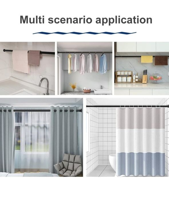 Hershii Czarny rozszerzalny drążek napinający do zasłon
Teleskopowy dr