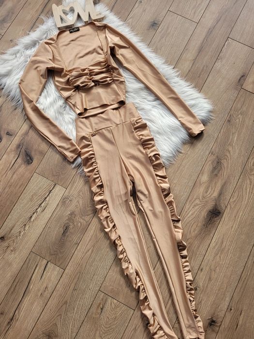 Komplet Lycra La loca top I leginsy złoty Gold