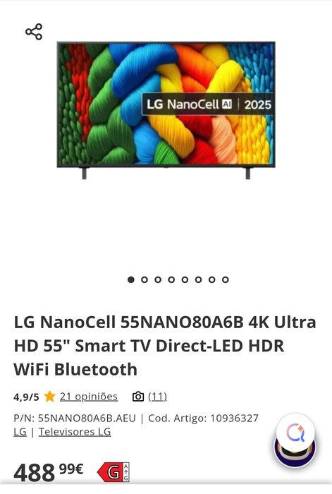 TV LG Nanocell ia 55"