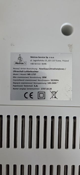 Nawilżacz powietrza ME1737