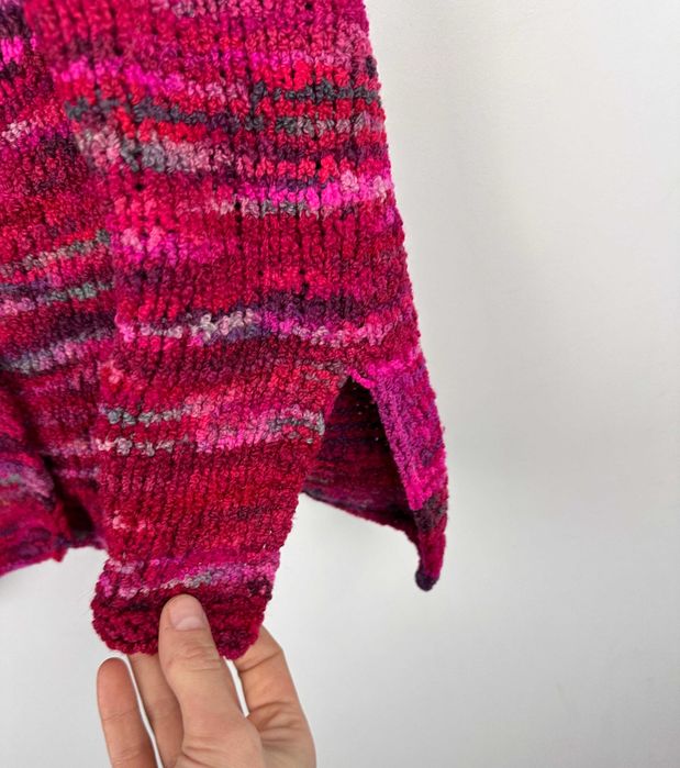 Kamizelka wełniana damska HANDKNIT hippie różowa sweter r. L