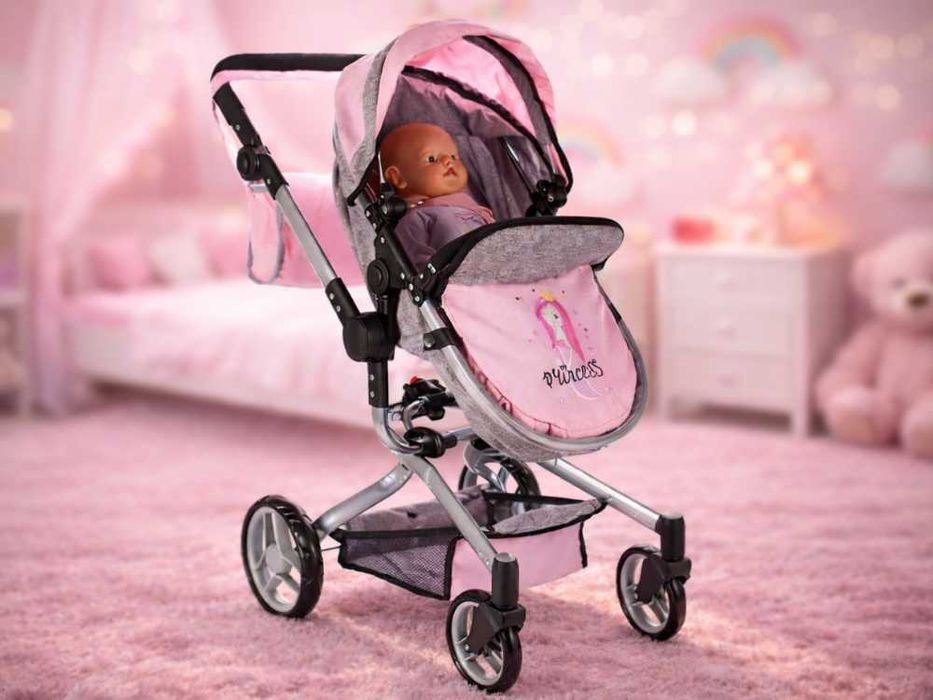 Wózek dla Lalek 2w1 Głęboki Składany Gondola Spacerówka Regulowany