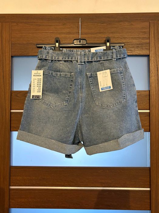 Pepco - nowe szorty jaśniejszy jeans wywijki pasek 38!
