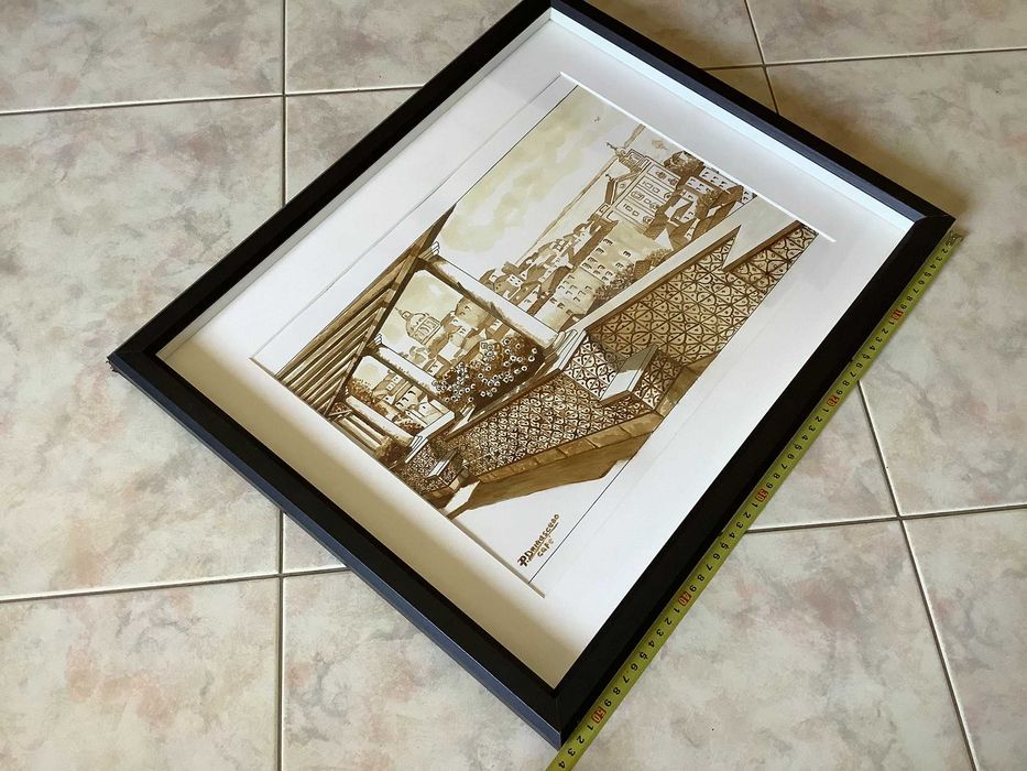 Quadro pintado a café