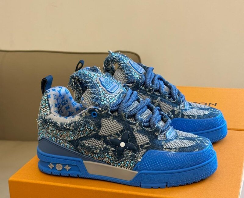 ДОСТАВКА 1-2 ДНІ‼️Louis Vuitton Skate Trainer Blue Swarovski Monogram.