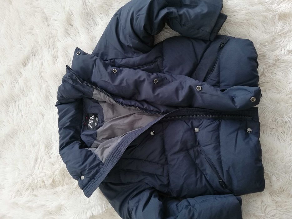 kurtka puchowa ZARA 120 122 na wiek 6-7 lat granat 50/50 puch
