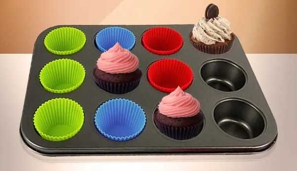 Forma do pieczenia muffinek babeczki blacha + 12 silikonowych foremek