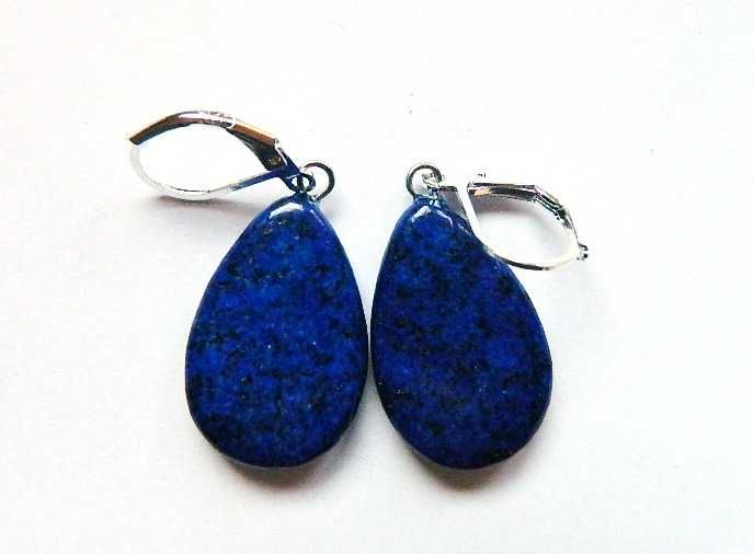 Niebieski lapis lazuli i srebro, kolczyki wiszące łezki