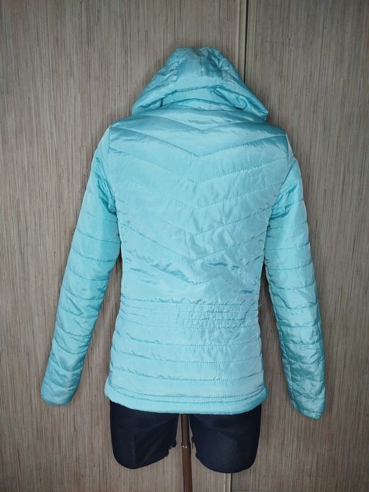 Seledynowa turkusowa kurtka jesienna damska z kapturem lekka 36 S