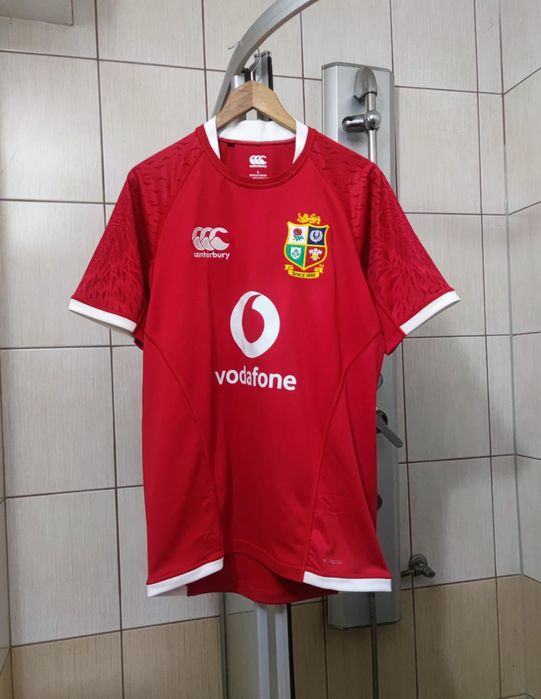 bluzka koszulka L sportowa Jersey rugby czerwona biała running Canterb