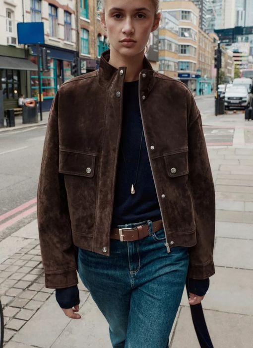 Замшева куртка Zara шоколад