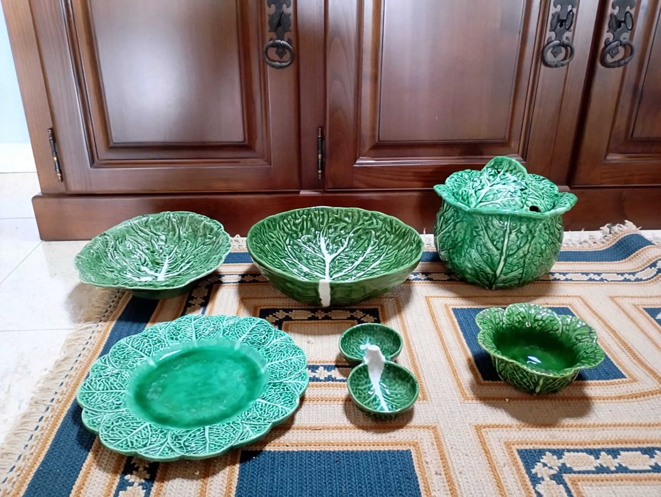 Conjunto loiça, textura de folhas, San Raphael. Vintage