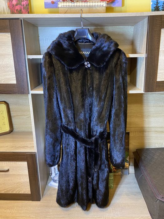 Роскошная норковая шуба Diamante Fur с капюшоном (XS-S)