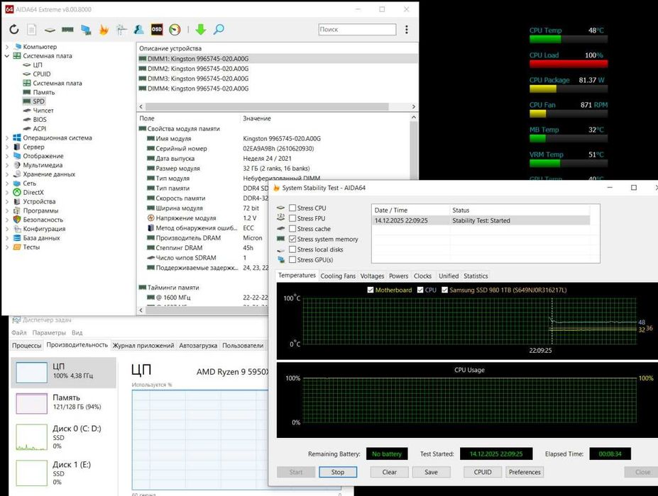 32GB AM4 Ryzen DDR4-3200 Kingston Unbuffered Server Premier Enterprise