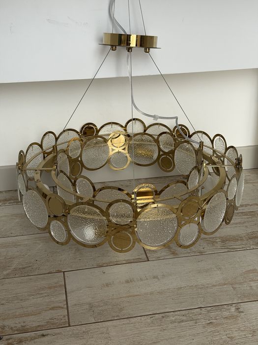 Люстра-підвіс із круглими скляними елементами 6190-G-L-WH