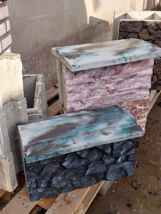 Готовые наборные столбы,декорированный забор,искуст. мрамор,парапеы