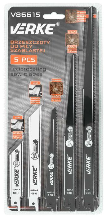 Brzeszczoty do piły szablastej   MIX 5 SZT VERKE