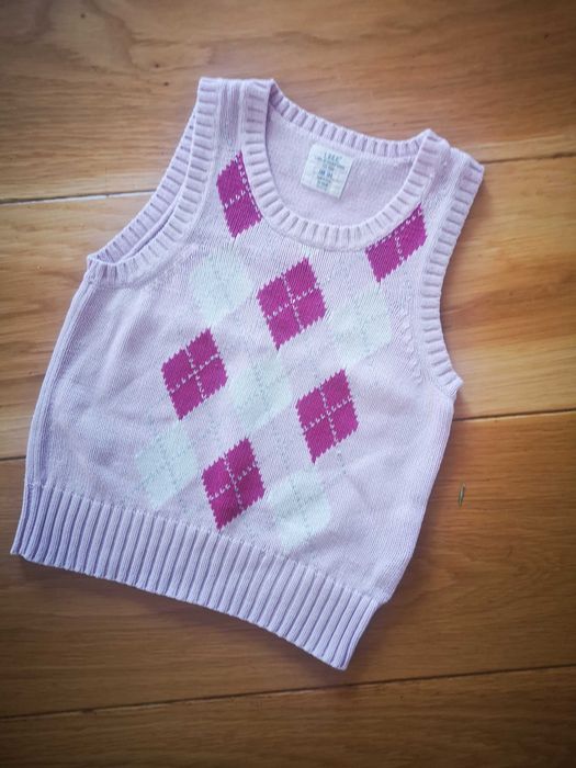 H&M sweterkowa kamizelka romby róż r. 104 cm 3-4 lata