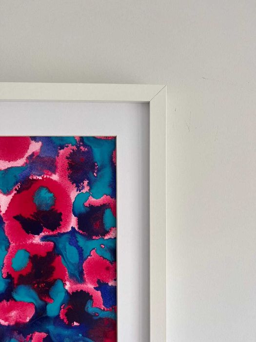 Quadro - Pintura abstrata em acrílico com moldura