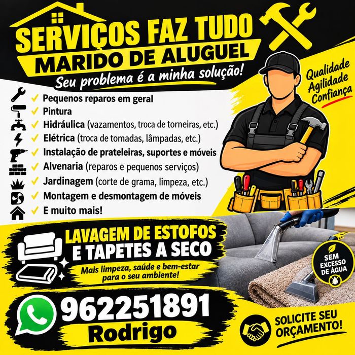 Serviços marido de aluguel faz tudo pequenos reparos e lavagens de estofos e tapetes a seco