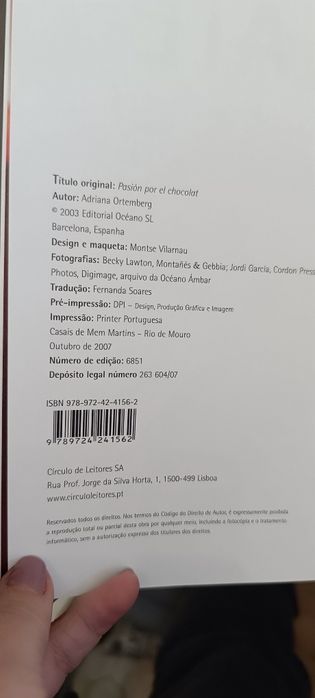 Livro Paixão por chocolate . Usado