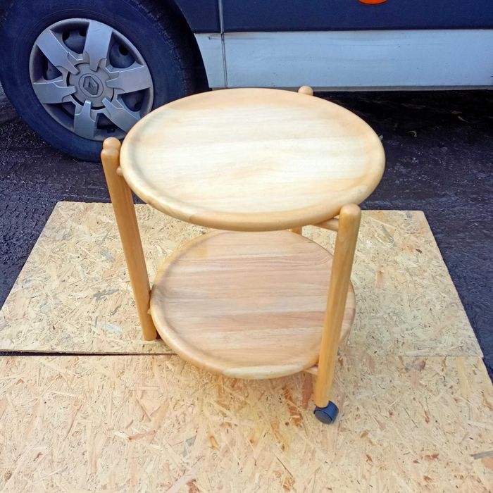 Stolik Okrągły, Stylowy Stolik Kawowy, Drewniany Stolik Składany