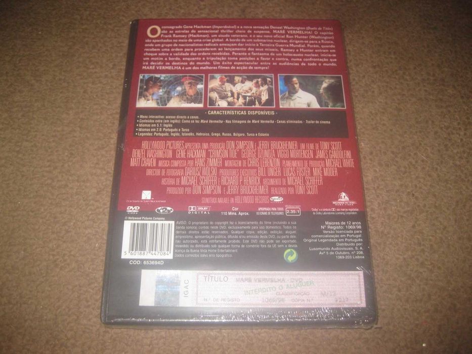 DVD "Maré Vermelha" com Gene Hackman/Selado!