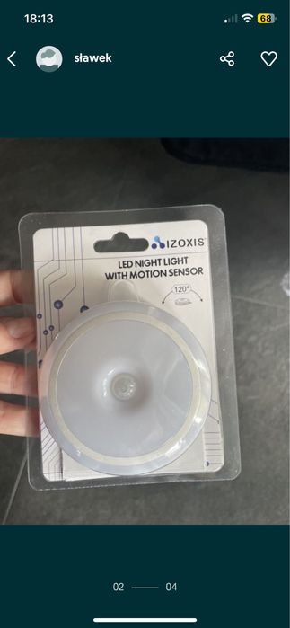 Lampka nocna led z czujnikiem ruchu nowa