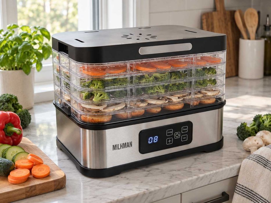 Nowa Suszarka Do Grzybów Owoców Warzyw Żywności 400W 5 Sit Timer 24H Termoobieg Regulacja 35-70°C Dehydrator