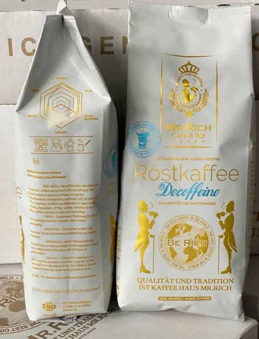 Кофе в зернах Mr. Rich Decoffeine ( Кофе без кофеина).500гр.