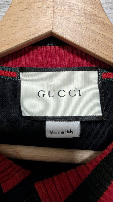 GUCCI koszulka polo męska czarna z haftowanymi elementami short sleeve S