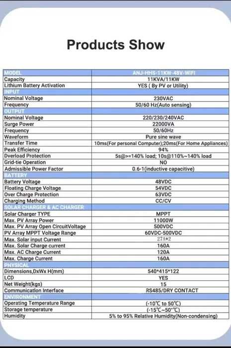 Гібридний інвертор Anenji 11 кВт (ANJ-HHS-11KW-48V-WIFI)