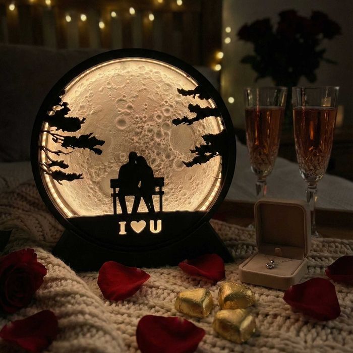 Lampka Walentynkowa LED 3D - TWÓJ NAPIS - Rękodzieło RGB 17cm