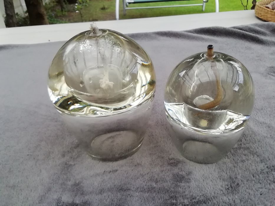 Szklane lampy oliwne Prl