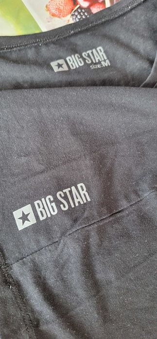 T-shirt M Big Star logo damski czarny bawełniany