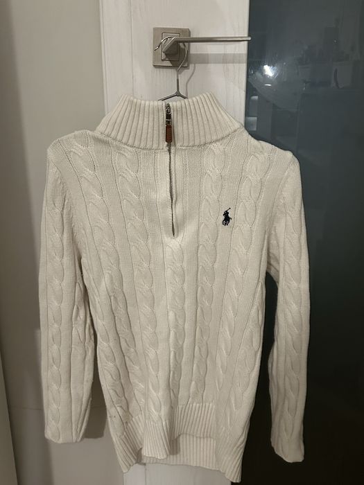 Sweter Polo Ralph Lauren zip up unisex biały jasny